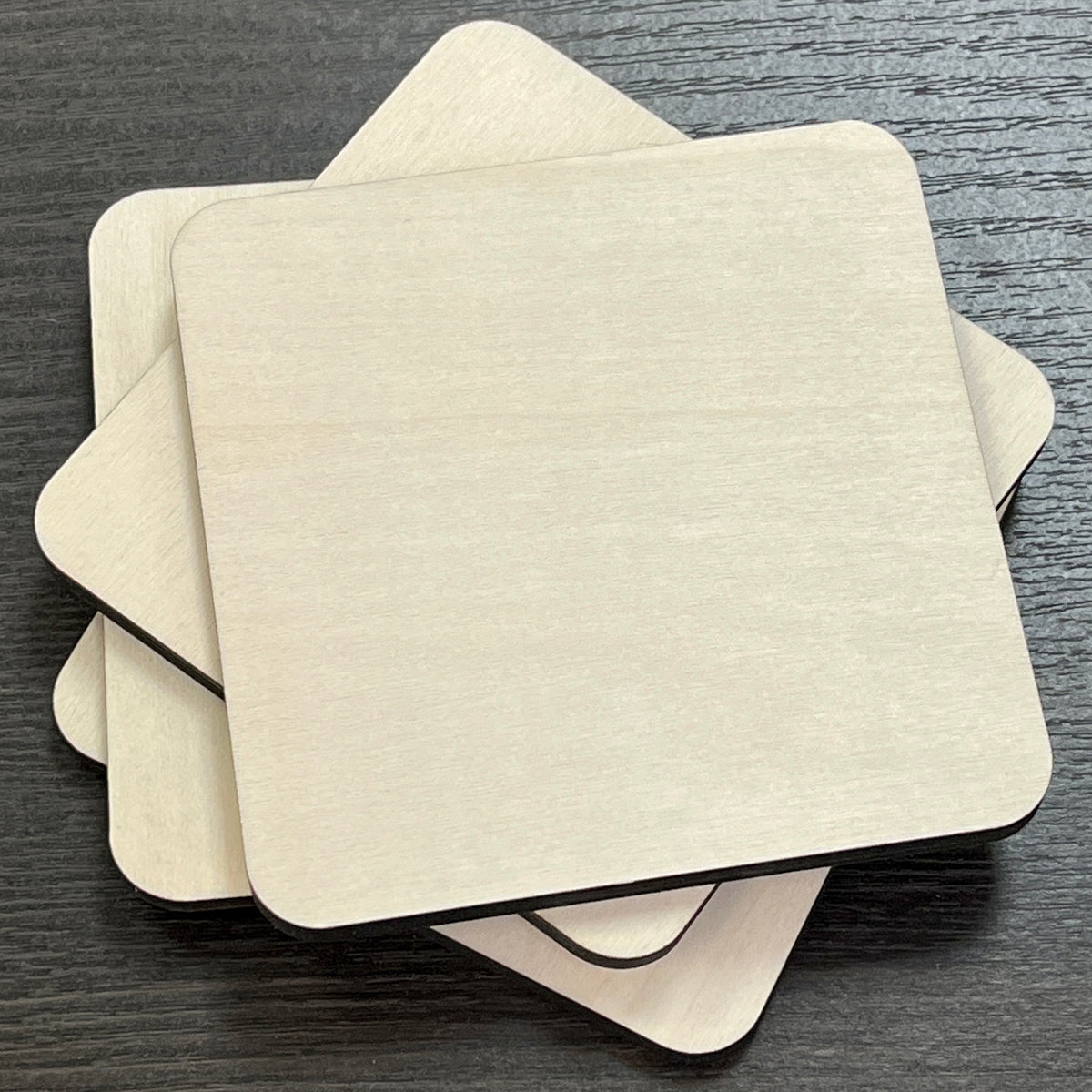 Plywood Wood Coasters - SQUARE - 4 PK – LOLIVEFE, LLC
