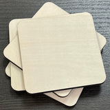 Plywood Wood Coasters - SQUARE - 4 PK