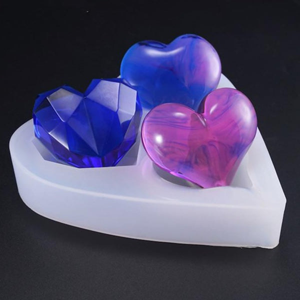 3-D Heart Silicone Mold - 3-CAVITY